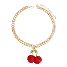 Load image into Gallery viewer, Pendant Cherry Red Gold Chunky Chain Necklace
