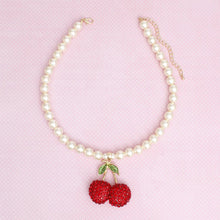 Load image into Gallery viewer, Pendant Cream Pearl Chunky Cherry Red Necklace

