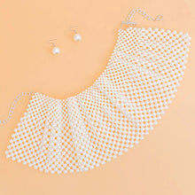 Load image into Gallery viewer, Choker White Pearl Ruffle Bib Set for Women
