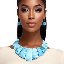 Cargar imagen en el visor de la galería, Necklace Turquoise Marbled Collar Set for Women
