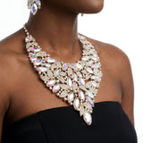 Gold Aurbo Glass Marquis Crystal Leaf Bib Necklace