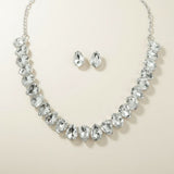 Silver Teardrop Crystals Gemstone Collar Necklace