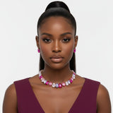 Blush Teardrop Crystals Gemstone Collar Necklace