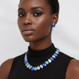 Ocean Teardrop Crystals Gemstone Collar Necklace