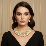 Cream Pearl Woven Collar Bib Boutique Necklace
