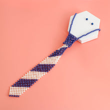 Load image into Gallery viewer, Zeta Blue White Pearl Stripe Tie Choker
