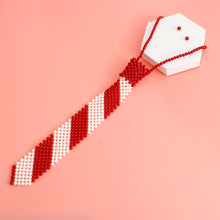 Load image into Gallery viewer, Red White Pearl Stripe Tie Choker
