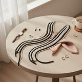 Long Black White Pearl Adjustable Knot Necklace