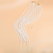 Cargar imagen en el visor de la galería, Pearl Necklace Cream Adjustable Knot Set for Women
