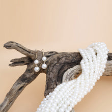 Cargar imagen en el visor de la galería, Pearl Necklace Cream Adjustable Knot Set for Women
