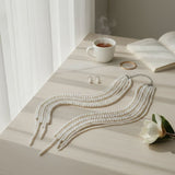 Long White Pearl Adjustable Knot Layered Necklace