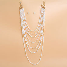 Cargar imagen en el visor de la galería, Pearl Necklace Cream 7 Strand Long Set for Women
