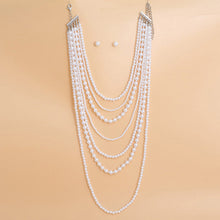 Cargar imagen en el visor de la galería, Pearl Necklace White 7 Strand Long Set for Women
