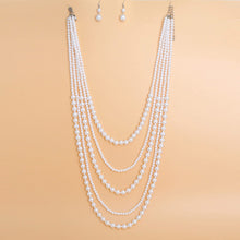 Load image into Gallery viewer, Pearl Necklace White 5 Strand Long Set for Women
