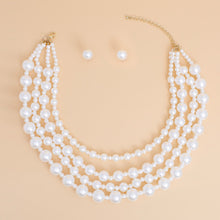 Load image into Gallery viewer, Pearl Necklace Cream Chunky 4 Strand Set for Women
