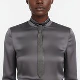 Choker Boss Lady Black Mesh Bling Tie Necklace