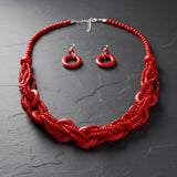Long Red Wood Bead Earthy Energy Necklace