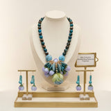 Turquoise Floral Garden Statement Bib Necklace