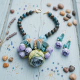 Turquoise Floral Garden Statement Bib Necklace