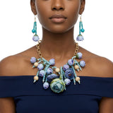 Turquoise Floral Garden Fringe Statement Necklace