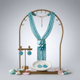 Marble Turquoise Bead Multi Strand Tassel Necklace