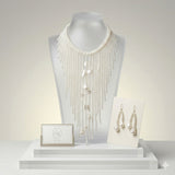 Baroque Cream Pearl Long Fringe Bib Necklace