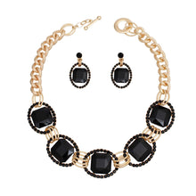 Load image into Gallery viewer, Crystal Necklace Black Linked Set for Women
