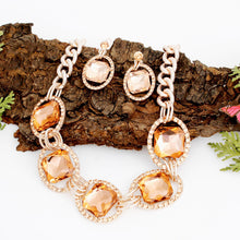 Load image into Gallery viewer, Crystal Necklace Rose Gold Linked Set for Women
