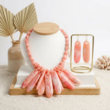 Bib Pink Resin Drops Tropical Getaway Necklace