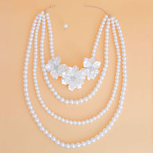 Load image into Gallery viewer, Pearl Necklace White Flower 4 Strand Set for Women
