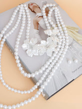 Load image into Gallery viewer, Pearl Necklace White Flower 4 Strand Set for Women
