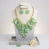 Green Waterfall Fringe Tropical Getaway Necklace