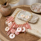 Pink Waterfall Fringe Tropical Getaway Necklace