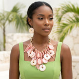Pink Waterfall Fringe Tropical Getaway Necklace