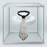 Allover White Pearl Studded Black Necktie Necklace