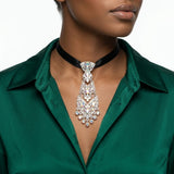 Silver Filigree Aurbo Rhinestone Necktie Necklace