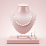 8mm White Glass Pearl with Hand Knot Necklace