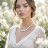 8mm White Glass Pearl with Hand Knot Necklace