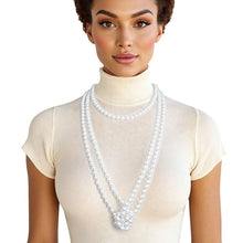 Load image into Gallery viewer, Endless 8mm White Glass Pearl Necklace for Women
