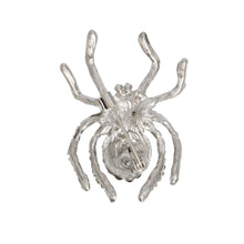 Load image into Gallery viewer, Brooch Spooky Sparkle Silver Spider Black Red Pin
