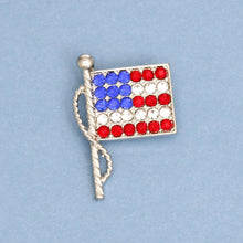 Cargar imagen en el visor de la galería, Patriotic American Flag Sparkle Brooch for Women
