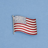Patriotic Wavy American Flag Brooch for Women