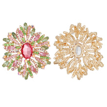 Load image into Gallery viewer, AKA Pink Green Marquise Crystal XL Brooch Women
