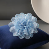 Blue Camellia Flower Sparkle Brooch Hair Clip