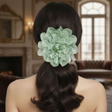 Green Camellia Flower Sparkle Brooch Hair Clip