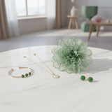 Green Camellia Flower Sparkle Brooch Hair Clip