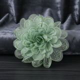 Green Camellia Flower Sparkle Brooch Hair Clip