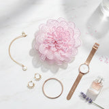 Pink Camellia Flower Sparkle Brooch Hair Clip