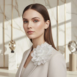 White Camellia Flower Sparkle Brooch Hair Clip