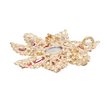 Load image into Gallery viewer, AKA Pointed Flower Pink Green Crystal Brooch
